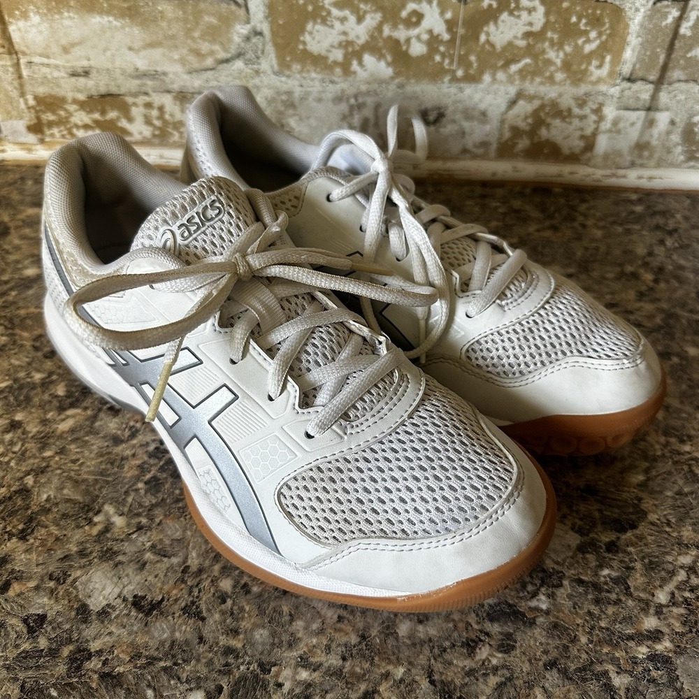 Asics Gel-Rocket B756Y White Silver Indoor Court Athletic Shoes Womens Size 8